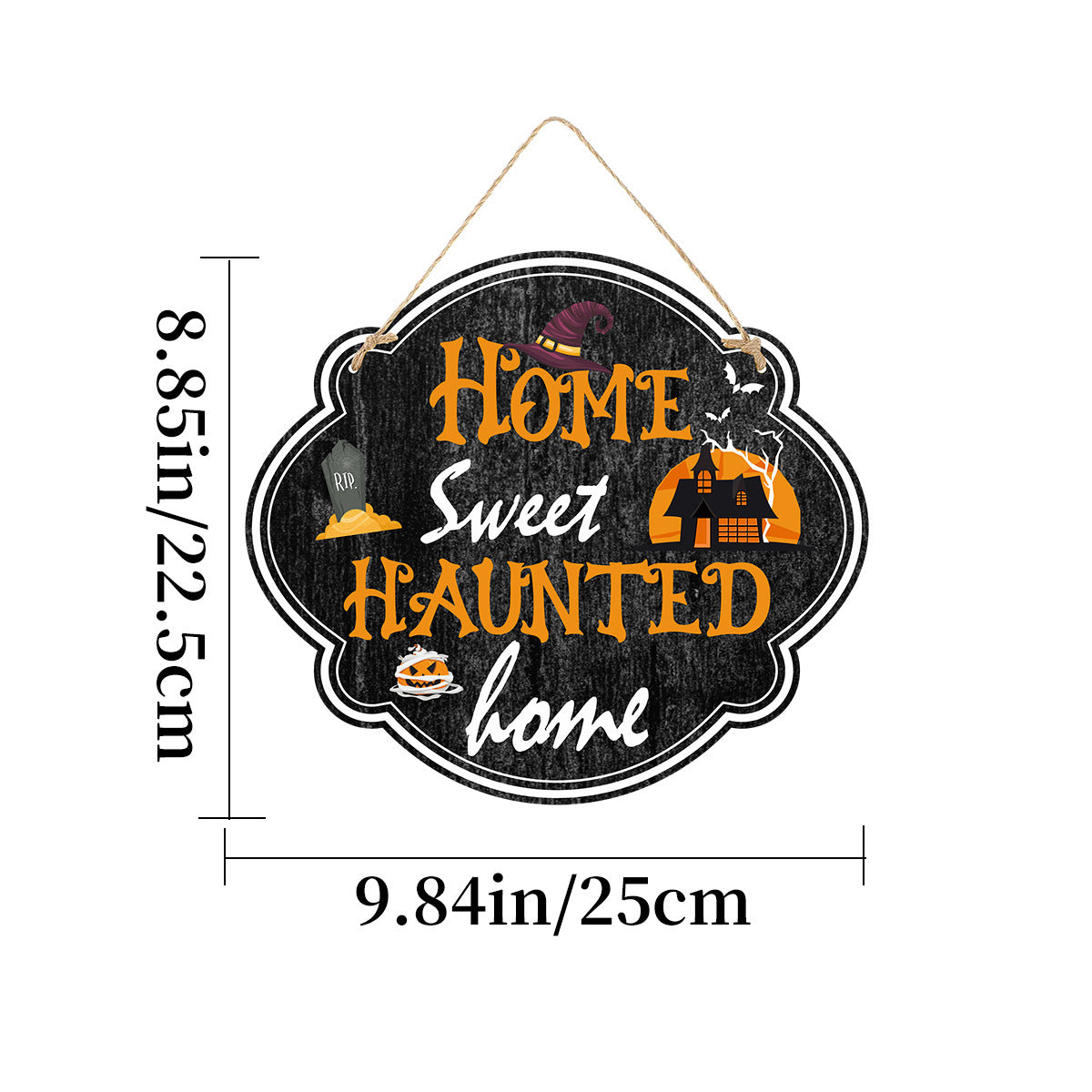 Wooden Halloween Haunted Doorplate