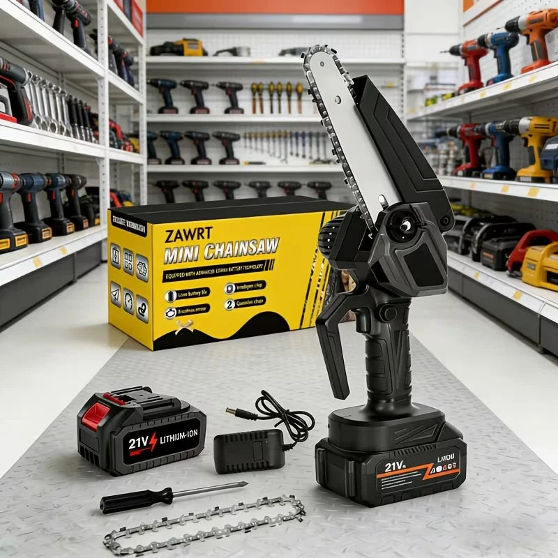 Mini 6-inch Cordless Chainsaw with Splash Guard & Safety Lock, Great for Gardening, Camping, Firewood, DIY And A Perfect Gift for Parents.Black Friday Discount Promotion, Birthday, Christmas Or Festival Gift