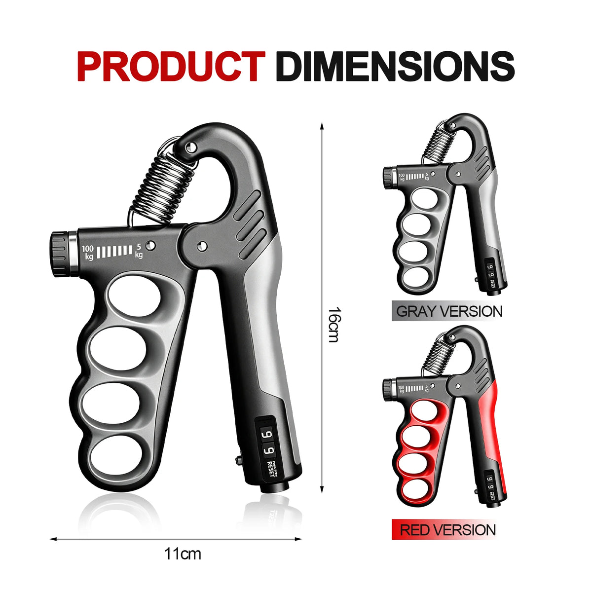 Adjustable Hand Grip Strengthener Trainer with Electronic Counter, Grip Strength Training Tool 5-100KG, Forearm Wrist Exerciser, Finger Exercise Equipment for Men Women Fitness, Bodybuilding, Climbing, Golf, Tennis, Rehabilit