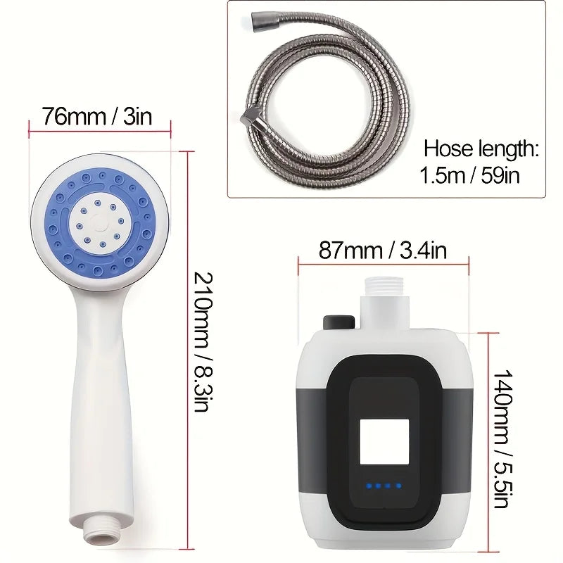 USB Rechargeable Portable Electric Shower Pump for Camping Outdoor Pet Wash Garden Cleaning Dormitory - Essential Shower Utility Tool