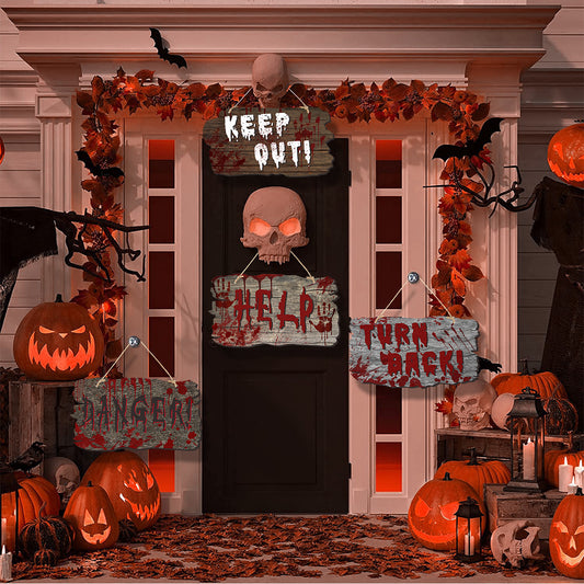 Wooden Halloween Haunted Doorplate