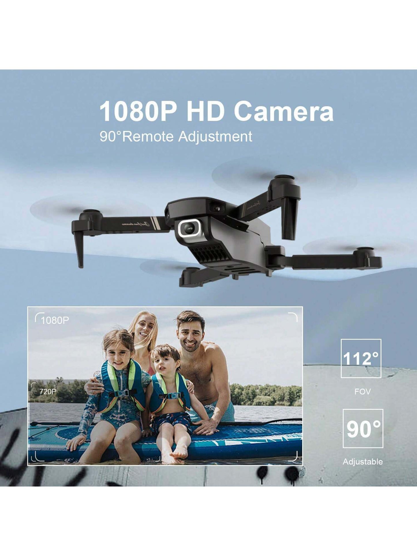 4DRC V4 Foldable 4K/1080P Camera Drone with 3 Batteries | Remote-Control Quadcopter