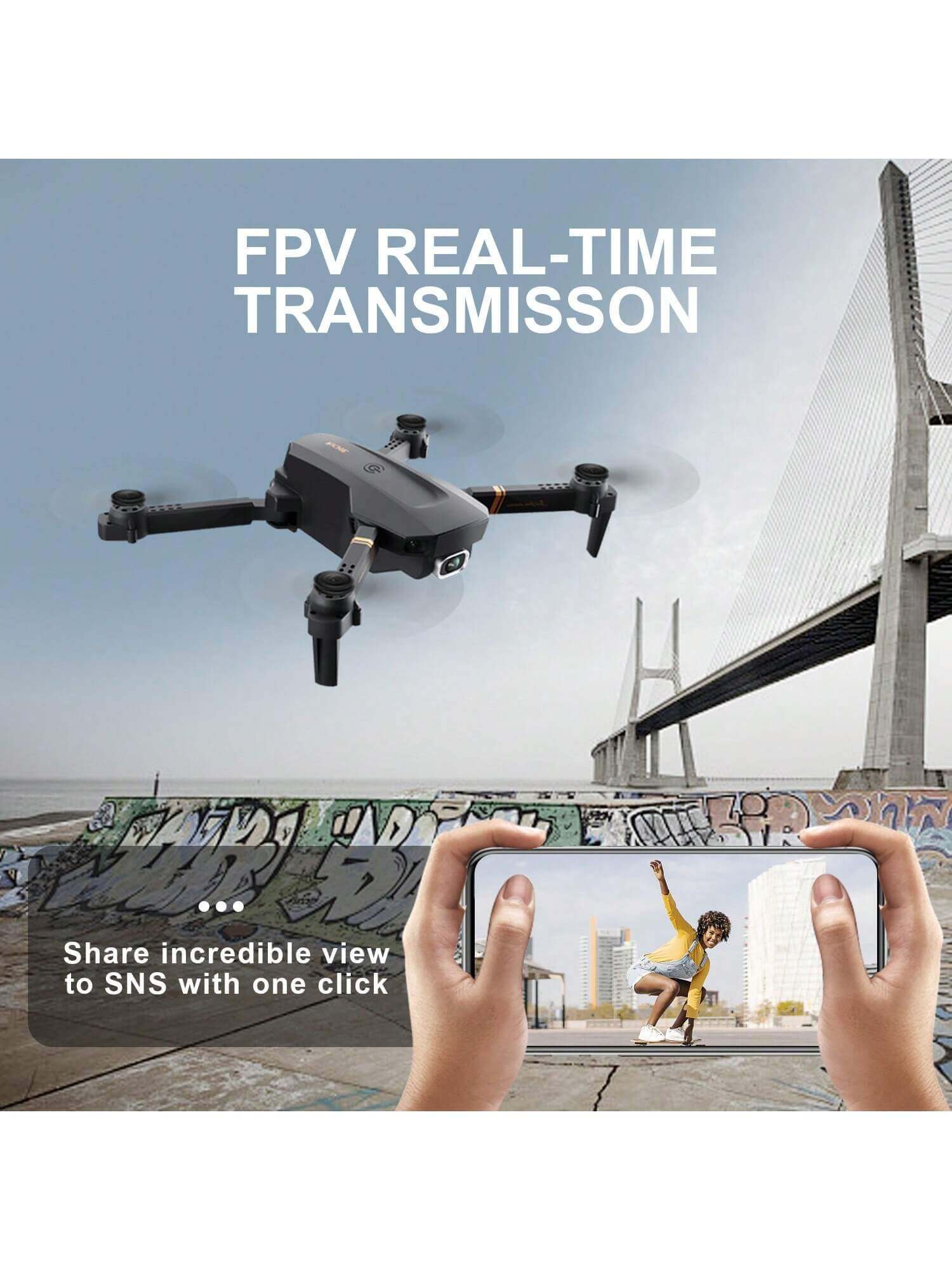 4DRC V4 Foldable 4K/1080P Camera Drone with 2 Batteries | Remote-Control Quadcopter