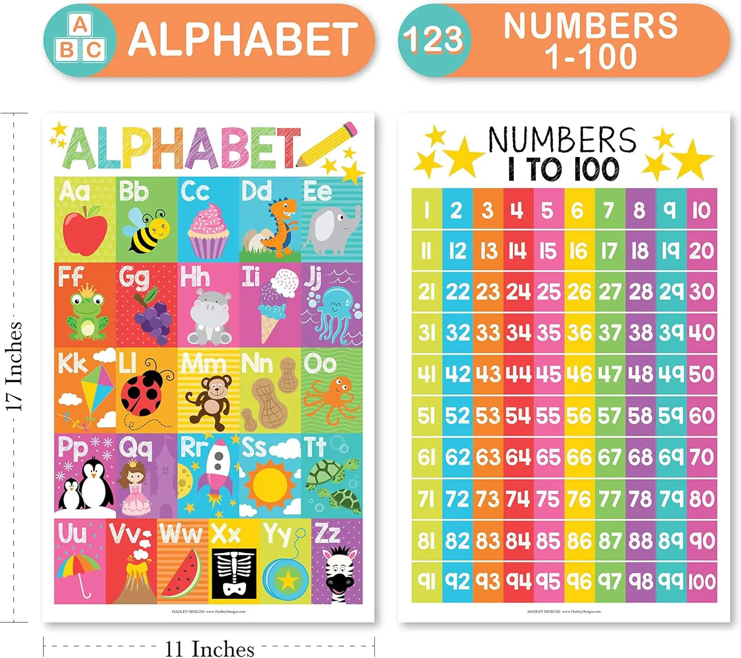 18 Educational Posters for Classroom Must Haves - Laminated Pre-K Posters for Toddler Homeschool Essentials, Toddler & Preschool Learning Activities, Kindergarten Classroom