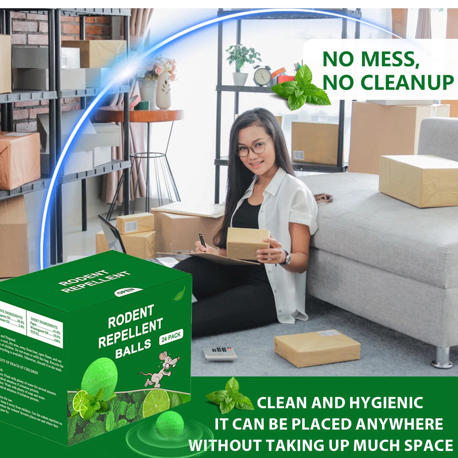 48 PCS Natural Peppermint Oil Rat Repellent Balls – Effective Mouse Repellent for Home & Garden, Repels Rats, Squirrels, Skunks, Raccoons, Spiders