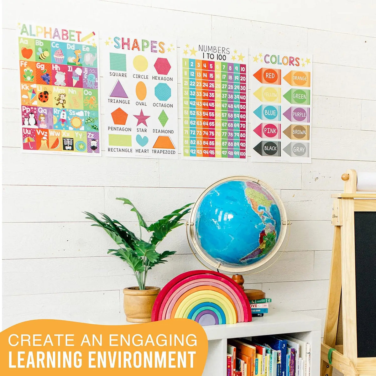 18 Educational Posters for Classroom Must Haves - Laminated Pre-K Posters for Toddler Homeschool Essentials, Toddler & Preschool Learning Activities, Kindergarten Classroom