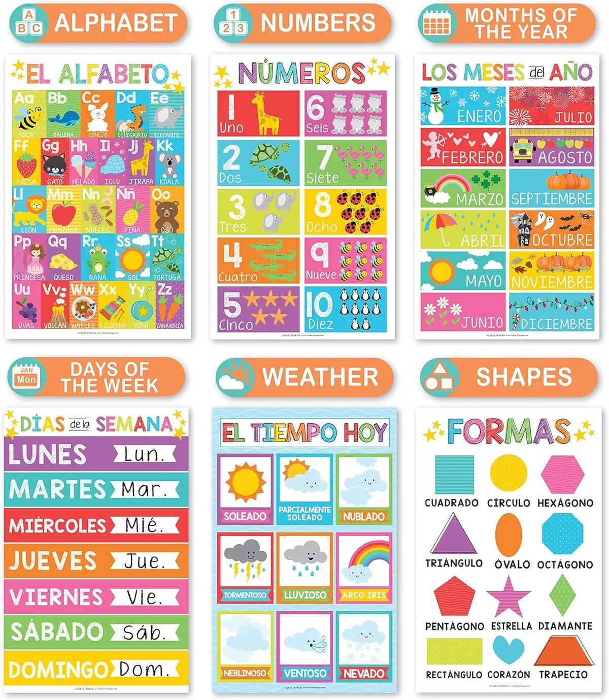 18 Educational Posters for Classroom Must Haves - Laminated Pre-K Posters for Toddler Homeschool Essentials, Toddler & Preschool Learning Activities, Kindergarten Classroom