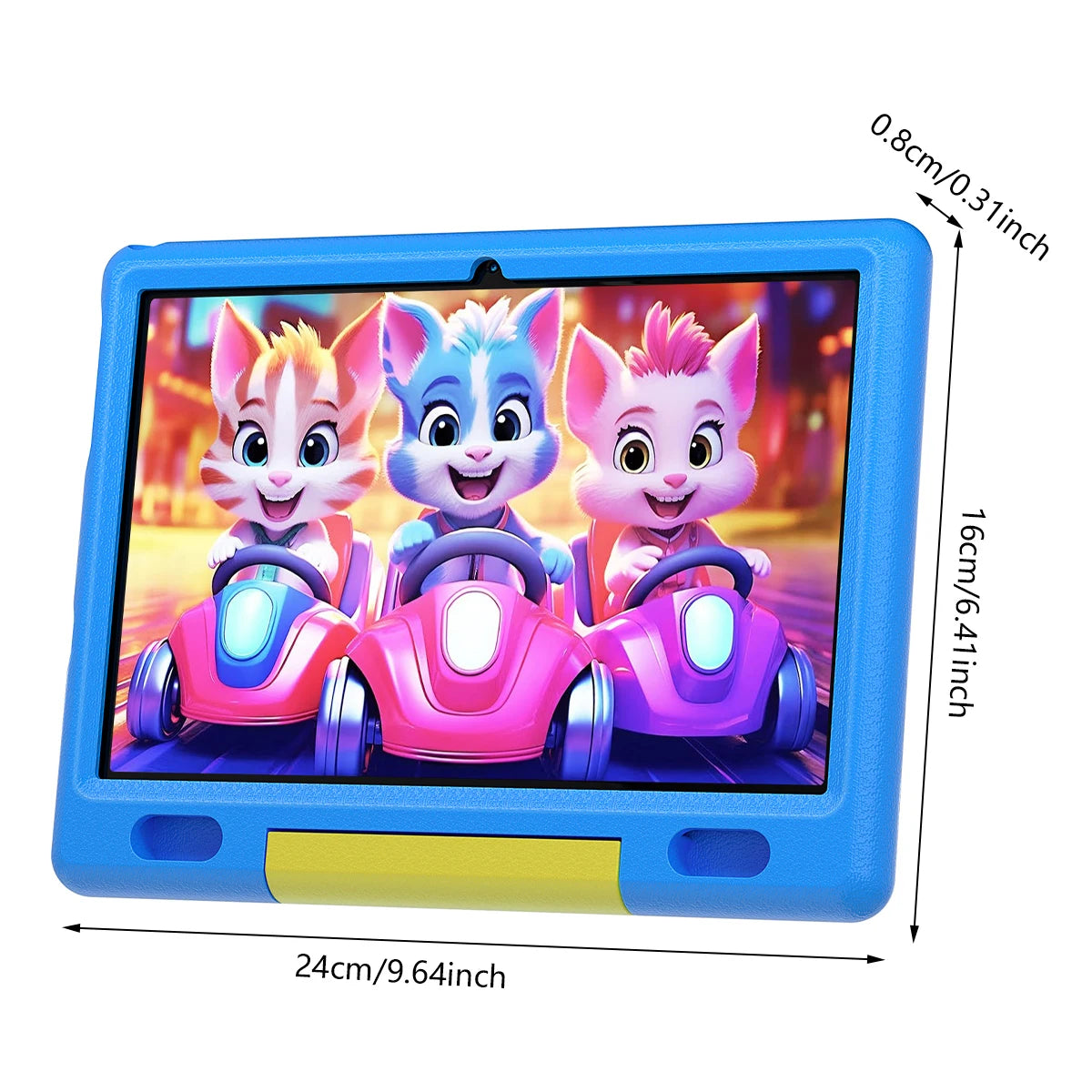 KT1007 10.1 Inch Kids Tablet Android 13 GO 6GB(2+4GB Virtual) 64GB ROM 1280*800 LCD Display 5000mAh Battery Shock‑Proof EVA Case Kickstand Parental Control Educational Learning Tablet For Boys Girls US Local Warehouse