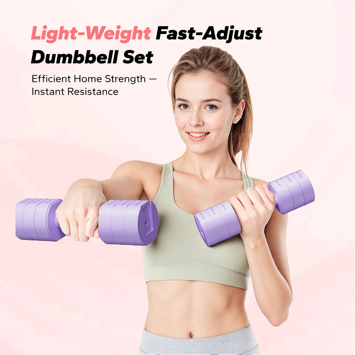 MERACH 2 Adjustable Dumbbell Set 2.2/4.4/6.6/8.8 lbs 4-Level Quick Switch Hand Weights with Safety Lock Anti-Roll Flat Design Non-Slip Grip Compact Dumbbells for Women Men Home Office Full Body Workout