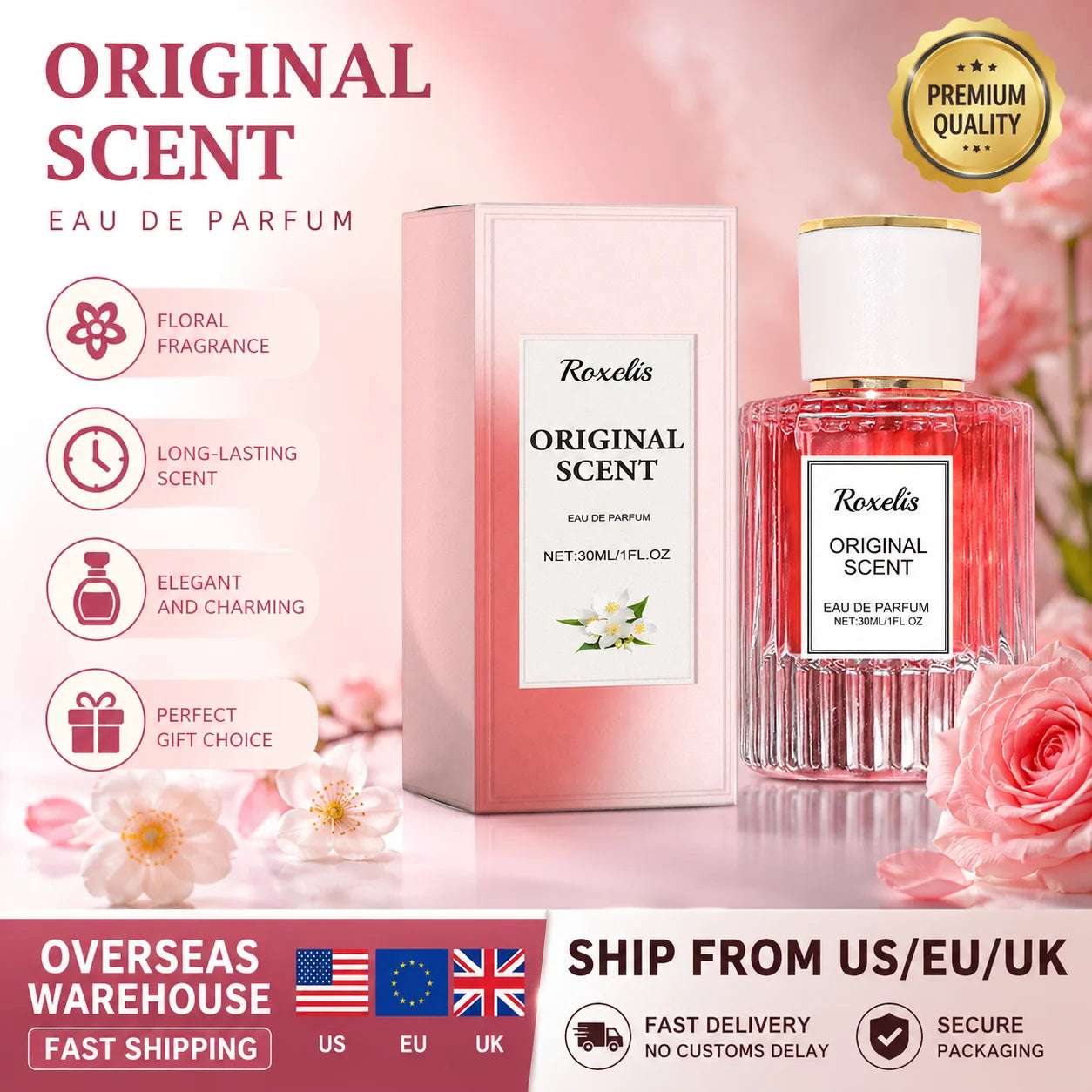 30ml Eau De Parfum for Women Original Scent Long Lasting Floral Perfume Spray Travel Size Fast Shipping Overseas Warehouse Gift