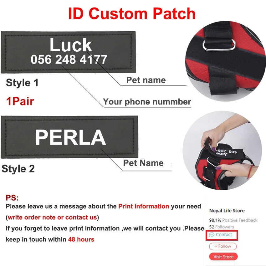 Dog Harness Reflective Breathable Adjustable Pet Harness For Dog Vest ID Custom Patch Outdoor Walking Dog Supplies