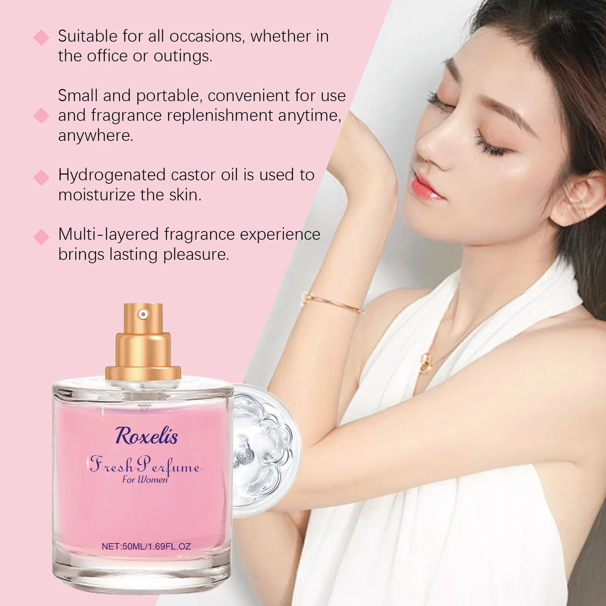 Women Fresh Soft Floral Perfume 50ml Long Lasting Gentle Romantic Fragrance Spray for Dating Wedding Daily Travel Gift