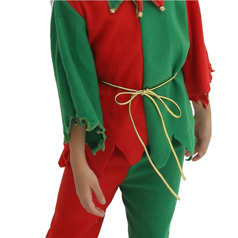 Eraspooky 2018 Christmas Elf Cosplay BoysChristmas Costumes for Boy Santa Claus Girl Carnival Party Fancy Dress Elf Hat Outfit