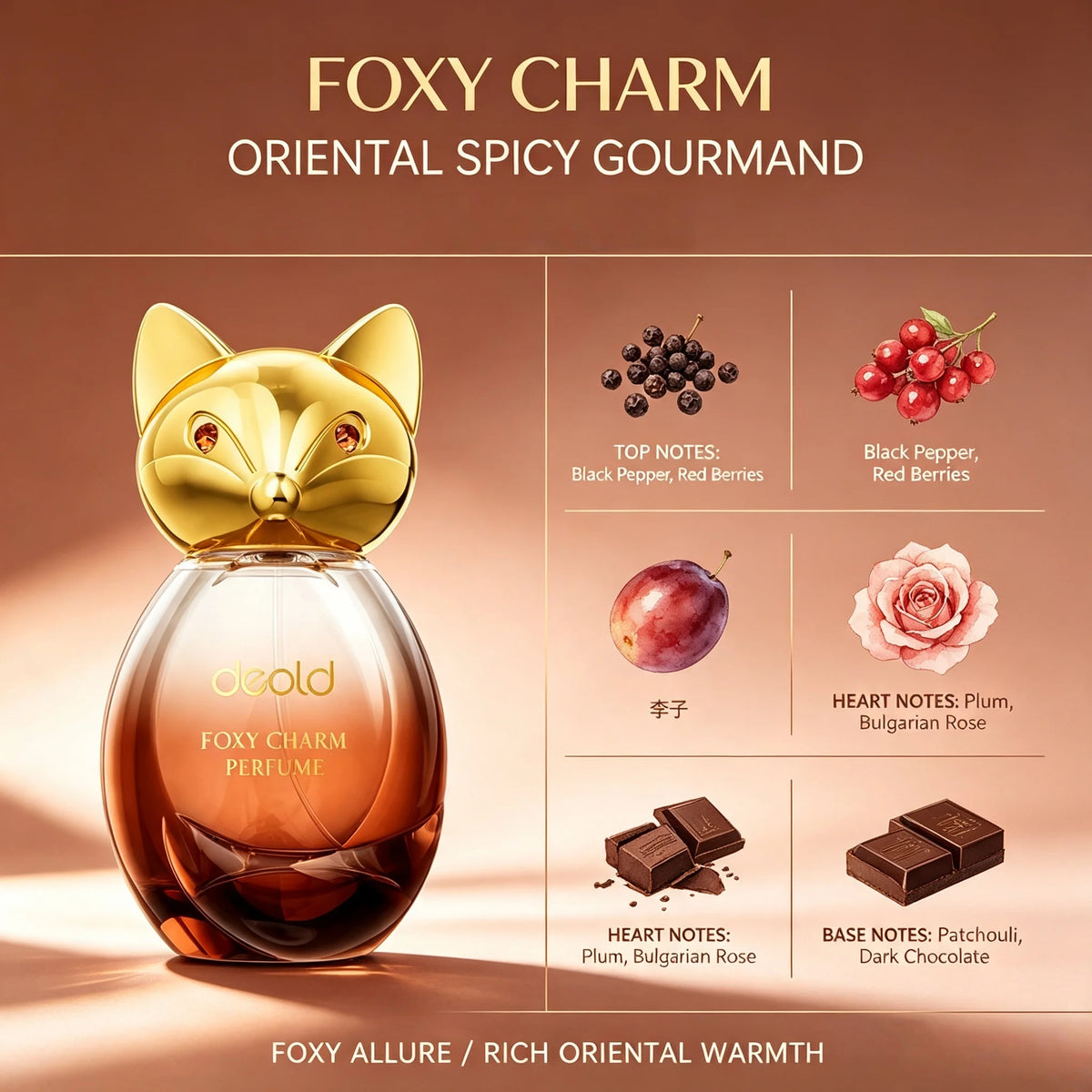 Deold In Stock OEM Custom Logo Wholesale 100ml Fox Spicy Gourmand Women EDP Perfume