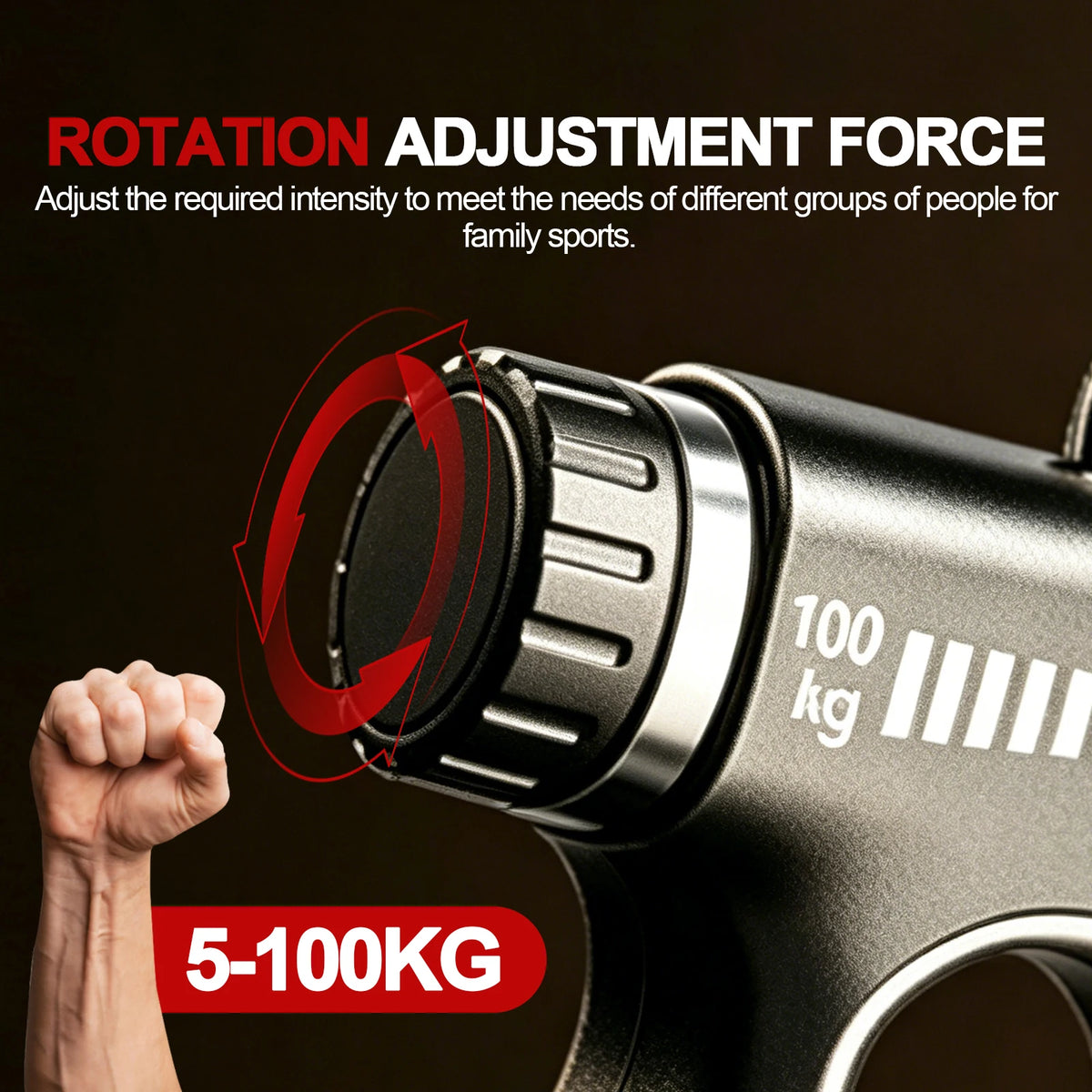 Adjustable Hand Grip Strengthener Trainer with Electronic Counter, Grip Strength Training Tool 5-100KG, Forearm Wrist Exerciser, Finger Exercise Equipment for Men Women Fitness, Bodybuilding, Climbing, Golf, Tennis, Rehabilit