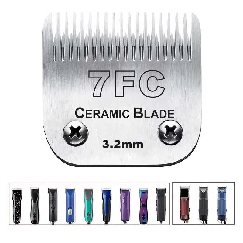 7FC Detachable Pet Dog Clipper Blades Compatible With For Most Andis, Oster A5, Wahl km Clippers, Ceramic &Carbon Steel Blade