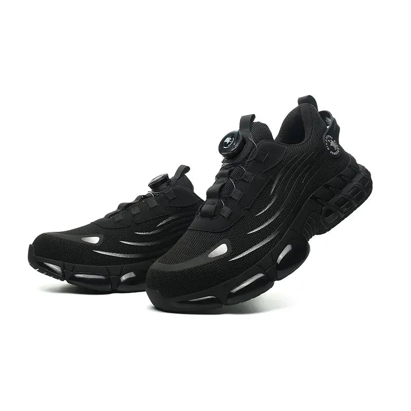 Men's Rotating Button Steel Toe Anti-Puncture Non-Slip Work Shoes Lightweight Breathable Safety Boots for Men