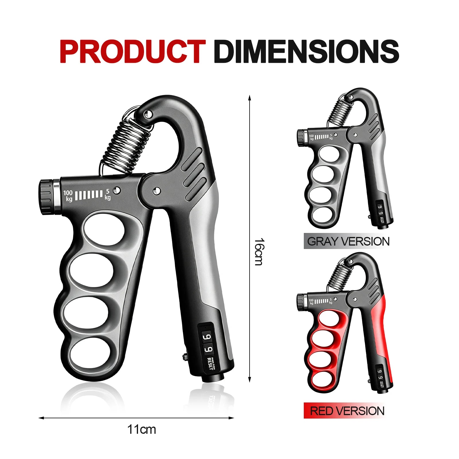 Adjustable Hand Grip Strengthener Trainer with Electronic Counter, Grip Strength Training Tool 5-100KG, Forearm Wrist Exerciser, Finger Exercise Equipment for Men Women Fitness, Bodybuilding, Climbing, Golf, Tennis, Rehabilit