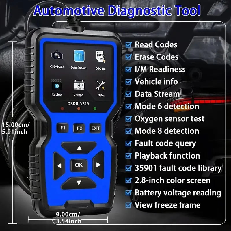 V519 Car Diagnostic Scanner Tool Automotive OBD2 Scanner for Engine Health Check with Color Screen