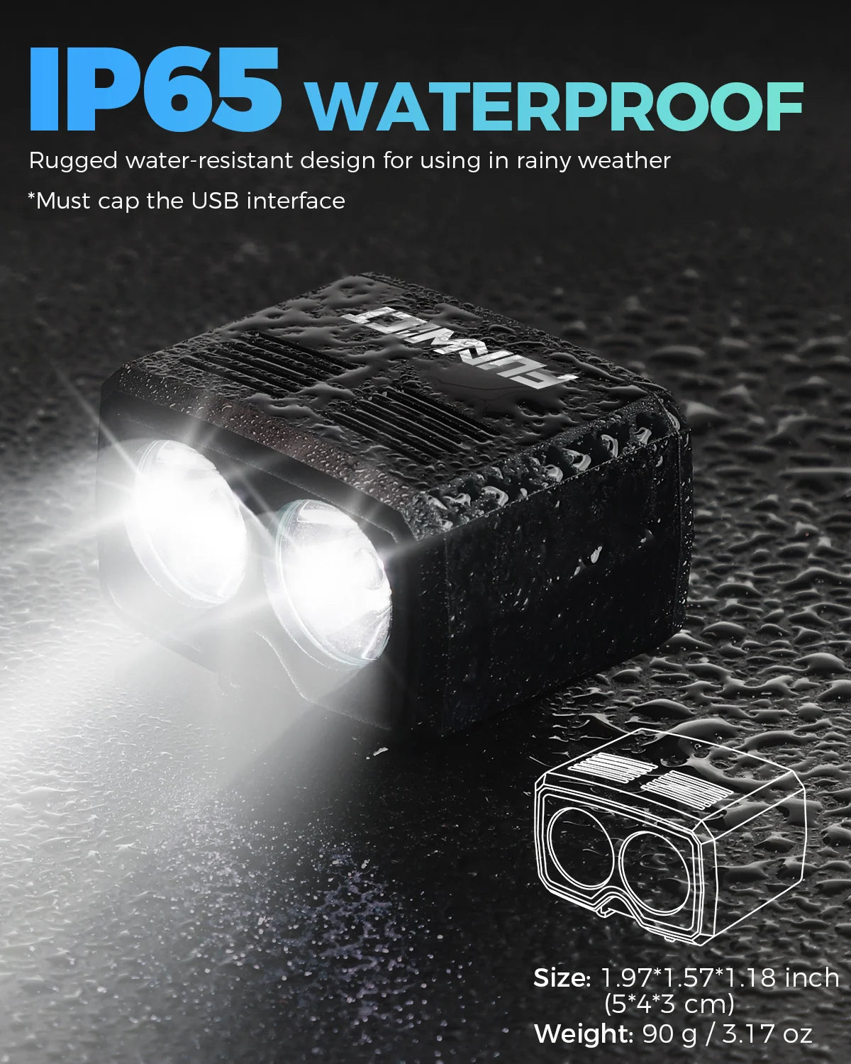FUNWICT Bike Helmet Light 1000 Lums Waterproof Flashlight Bicycle Headlight USB Charging LED Front Lamp MTB Road Bike Night Safety Cycling Accessories
