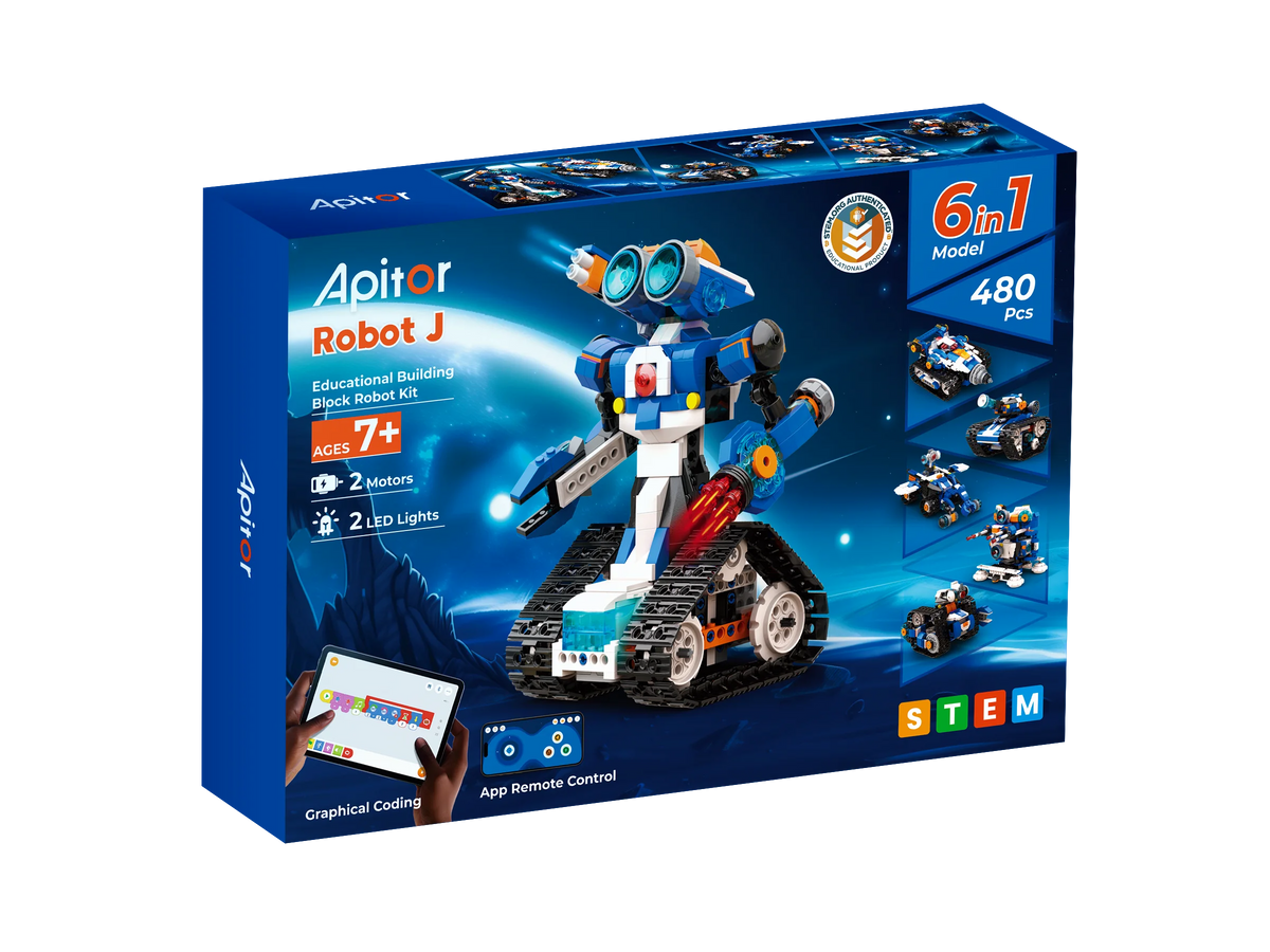 Apitor Robot J 6 in 1 STEM Kit for Kids Age 7+ STEM Educational Toys with App Control Programmable Robot Kit Classic Toys Gifts For Boys Girls Birthday Christmas Gift