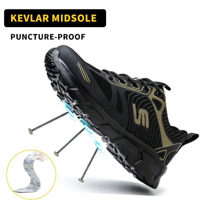 Steel Toe Safety Work Shoes for Men Women, Lightweight Breathable Non‑Slip Work Sneakers, Anti‑Smash Anti‑Puncture Protective Footwear, Wear‑Resistant Comfort Industrial Safety Boots for Warehouse Construction Factory