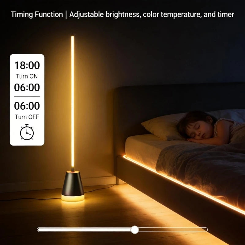 59inch RGB LED Corner Floor Lamp APP & Remote Control Timing Dimmable Standing Mood Light, Music Sync Ambient Light for Bedroom Gaming Room Live Streaming Decor