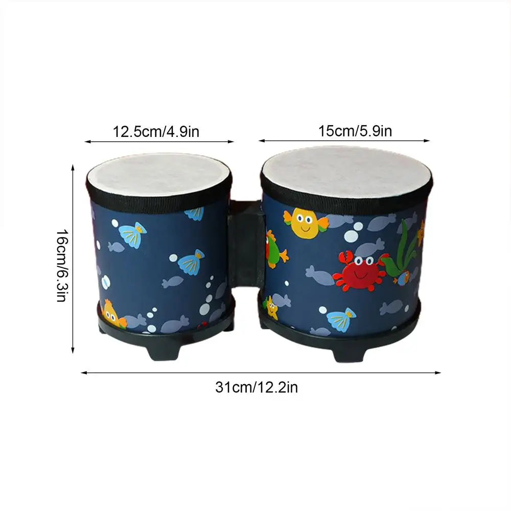 Kids Bongo Drums Cute Hand Drum Musical Toy Hand Drum Hand-Crafted Drum With 2 Colorful Drumsticks Musical Instruments For Kids