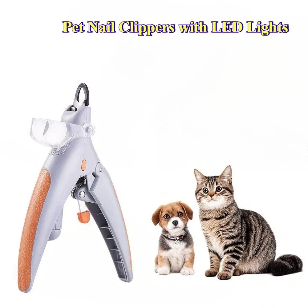 LED Pet Nail Clipper with 5X Magnifying Lens, Dog Cat Nail Trimming Scissors, Safe Claw Grooming Tool for Pets Nail Care