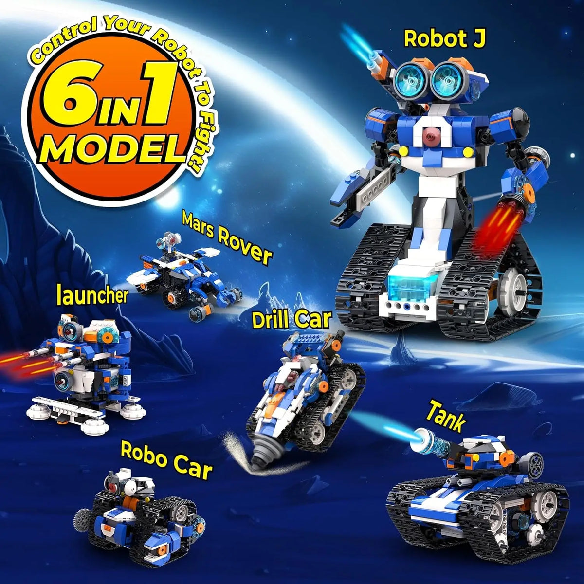 Apitor Robot J 6 in 1 STEM Kit for Kids Age 7+ STEM Educational Toys with App Control Programmable Robot Kit Classic Toys Gifts For Boys Girls Birthday Christmas Gift
