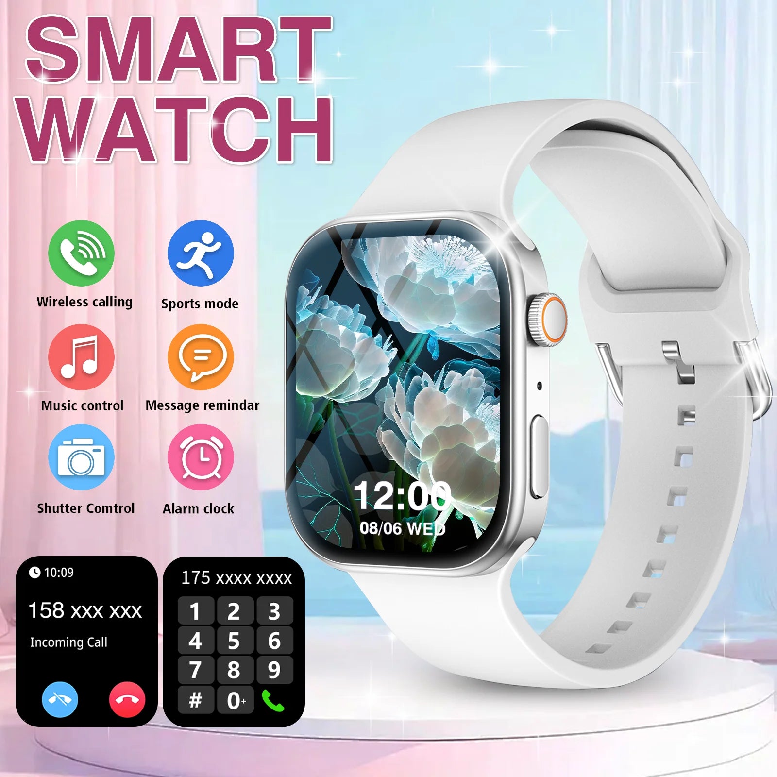 Smart Watch Bluetooth Call Message Display Fitness Monitoring Bracelet Christmas Gift Suitable for Android iPhone