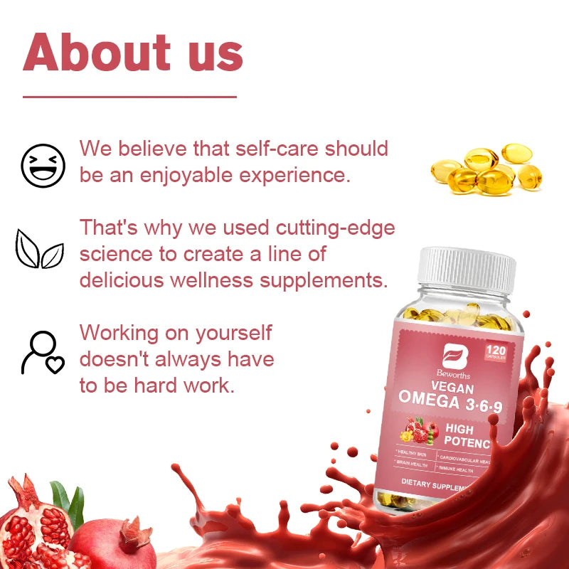 BEWORTHS Omega 3，6，9 Capsules rich in Fatty Acids Support Immune Health, Brain, Skin and Cardiovascular Health