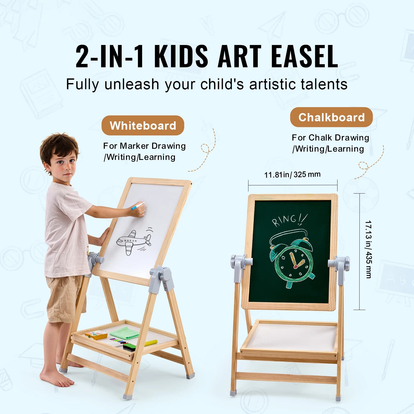 SucceBuy Standing Magnetic Drawing Board WordPad Art Easel with Painting Accessories Children Educational Toys for Kids Boy Girl