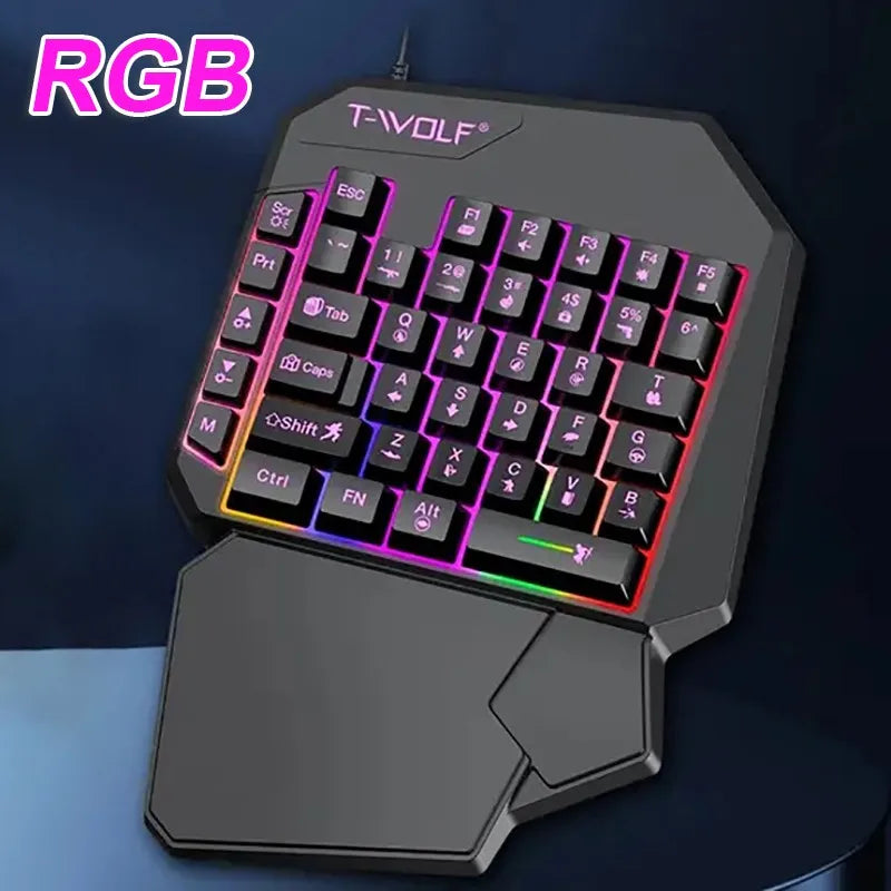 FocusOnPC TF900 2-in-1 Mobile Gaming Converter Combo, One Hand Keyboard & Mouse Kit for PUBG Mobile & Other Smartphone Mobile Games  RGB Wired Gaming Keyboard Mouse Combo