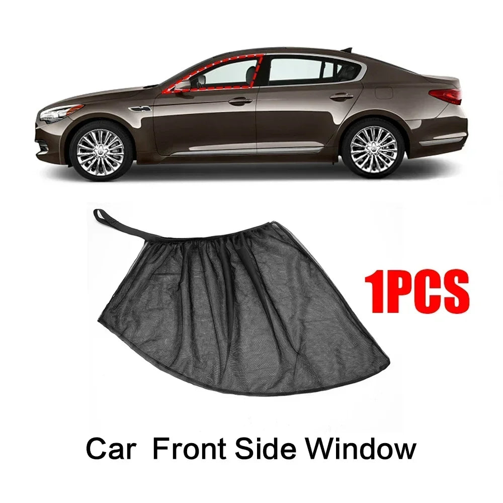 2pcs Car Rear Side Window Sunshade UV Protect Shield Mesh Prevent Mosquito Sunshine Privacy Protection Foldable Curtain