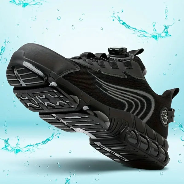 Men's Rotating Button Steel Toe Anti-Puncture Non-Slip Work Shoes Lightweight Breathable Safety Boots for Men