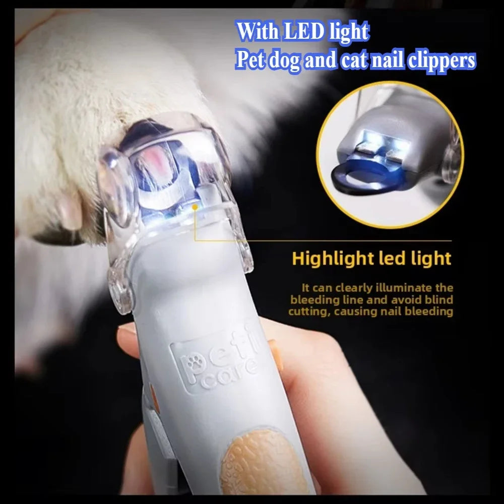 LED Pet Nail Clipper with 5X Magnifying Lens, Dog Cat Nail Trimming Scissors, Safe Claw Grooming Tool for Pets Nail Care