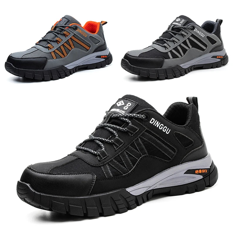 Safety Work Boots Steel Toe Anti-smash Anti-puncture Indestructible Work Shoes for Men Women, Lightweight Breathable Non-slip Wear Resistant Rubber Sole Industrial Construction Protective Footwear, Shock Absorbing Comfort Ins