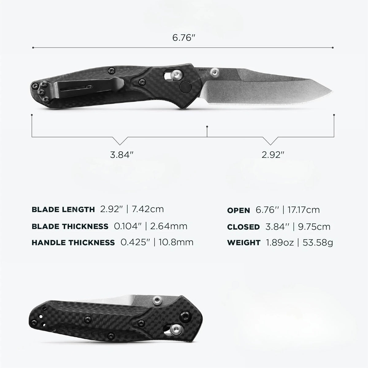 BM 940 Compact Folding Knife D2 Steel Blade Carbon Fiber Handle Outdoor Camping Hiking EDC Practical Cutting Knife Men's Gift