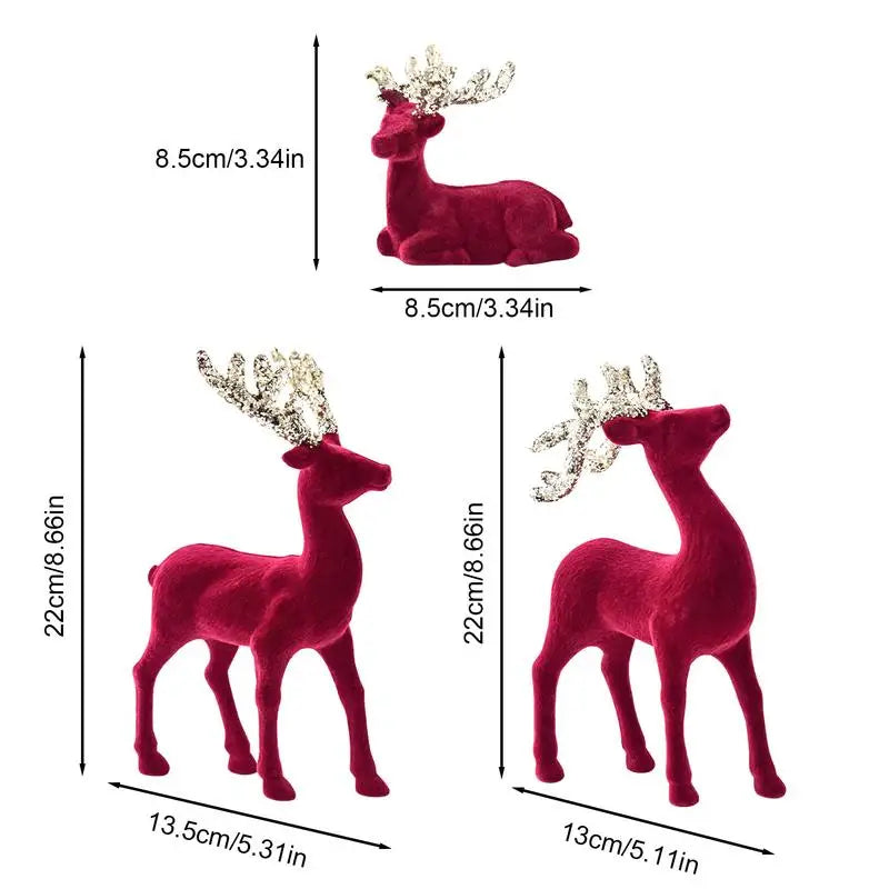 Reindeer Christmas Decoration 3 Pieces Elk Figurine Party Decoration Retro Reindeer Christmas Party Reindeer Centerpiece Festive