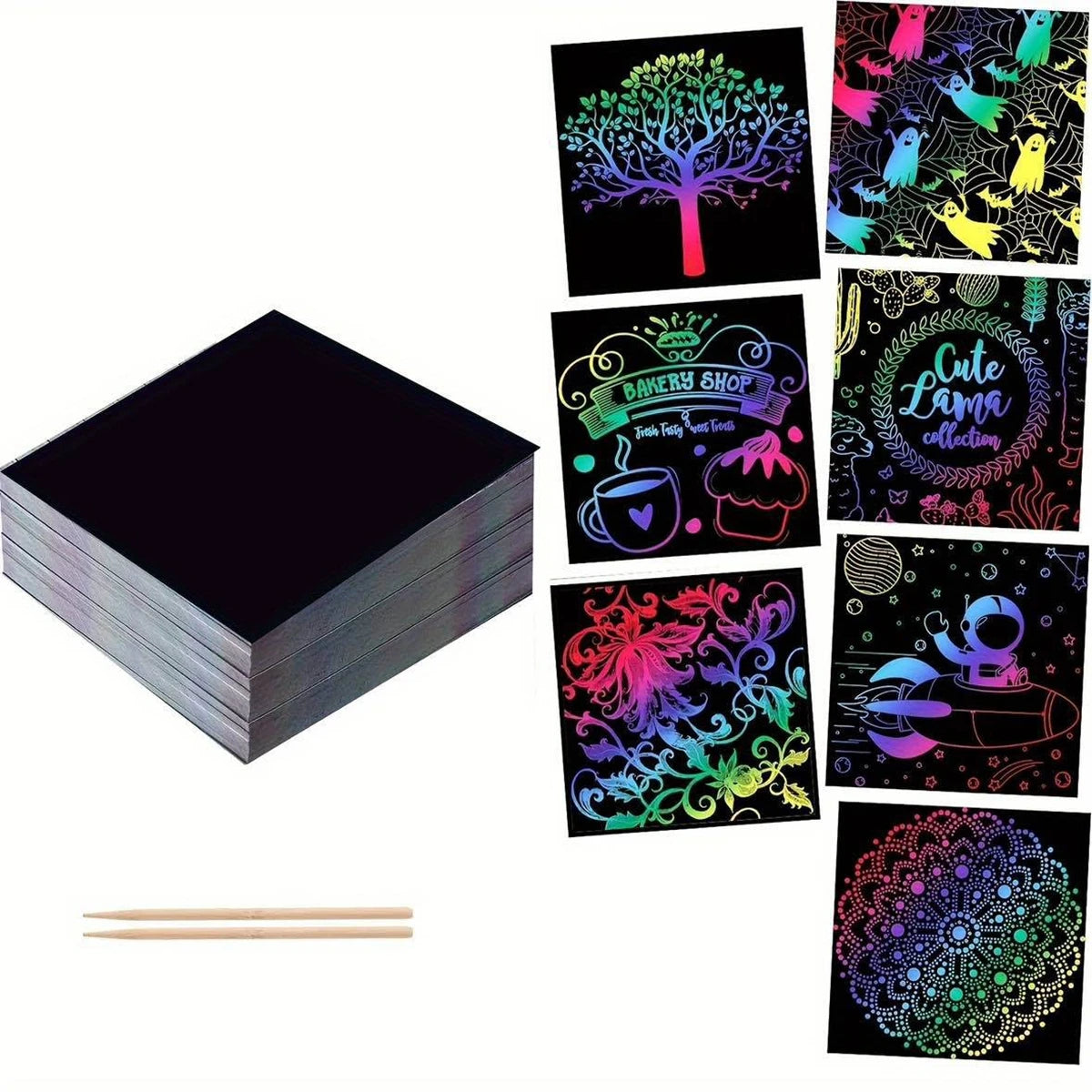 100 Pcs Rainbow Scratch Paper Art Notes - Crafts for Kids Ages 4-8, Classroom Prizes, 1st 2nd 3rd Grade School Activity Bulk, End of Year Student Gifts from Teacher, Birthday Gifts for Boys Girls, Christmas Gift