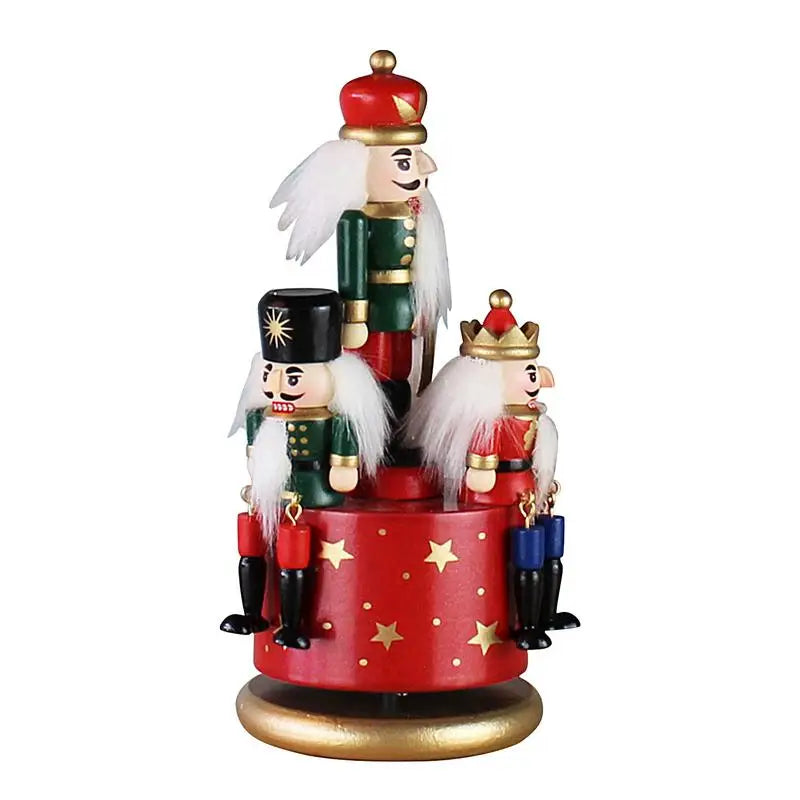Christmas Music Box Funny Nutcracker Musical Box Hand-painted Nutcracker Figurines Decoration Colorful Rotating Christmas