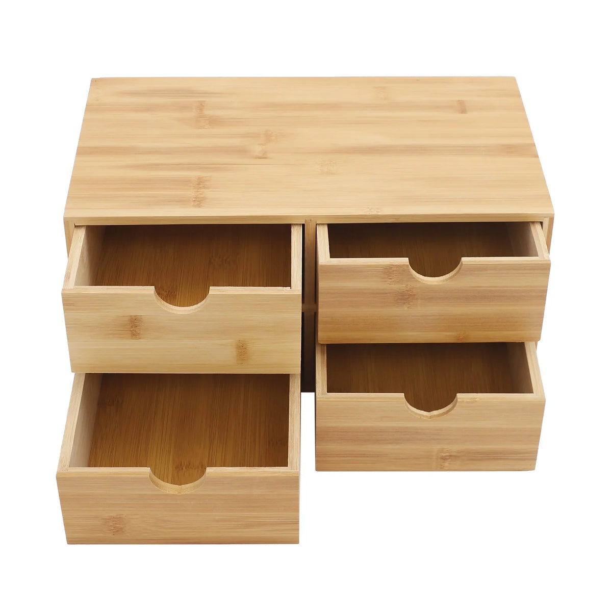 NEWEST Bamboo Desk Organizer, 4 Drawer Mini Desk Drawer, Desk Drawer Storage Box, for Office and Home