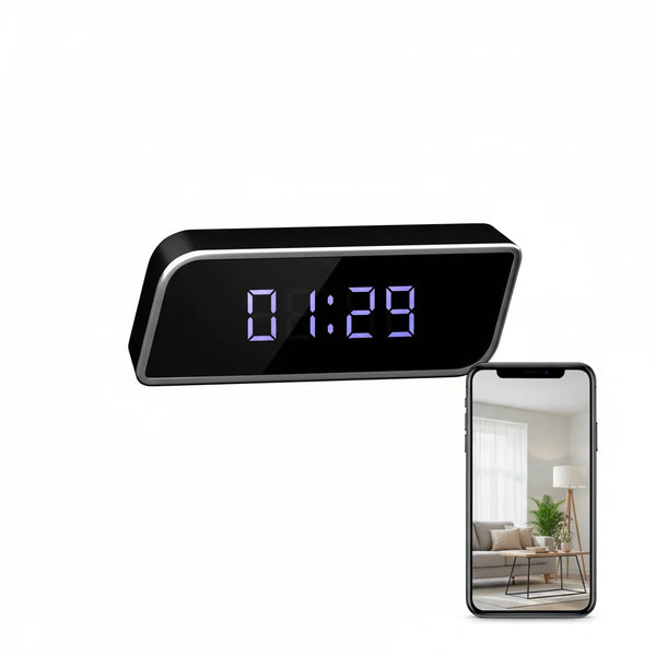 1080P HD Clock Camera Wireless WiFi Mini Recorder With Night Vision Motion Detection Real Time Remote View Multifunctional Indoor Desktop Time Display Video Cam For Home Bedroom Office Safety Monitoring