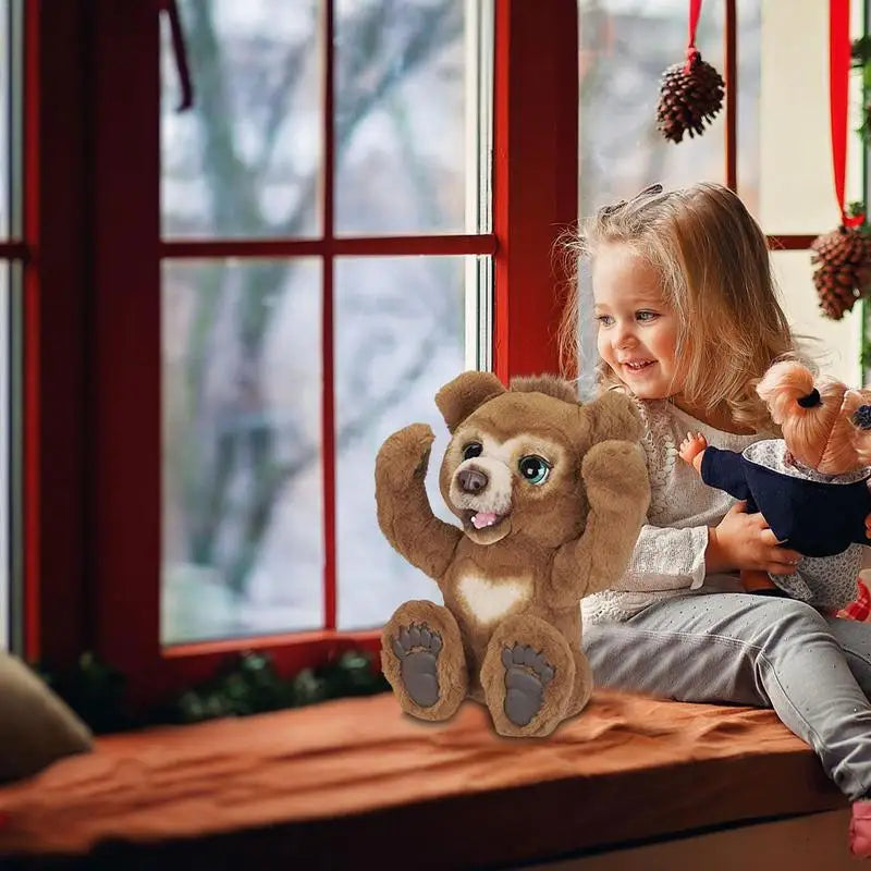 Soft Curious Bear Animals Doll Kids Toy Cute Bear With Sound Stuffed Christmas Gift Kawaii Electric Toys Learning Toys Kids Toys