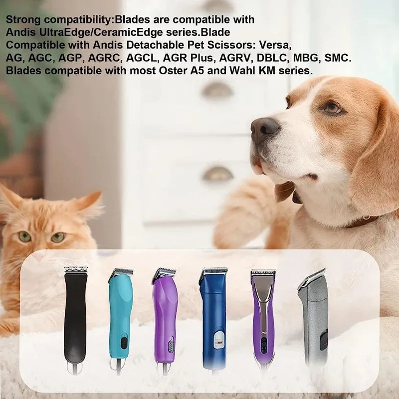 7FC Detachable Pet Dog Clipper Blades Compatible With For Most Andis, Oster A5, Wahl km Clippers, Ceramic &Carbon Steel Blade