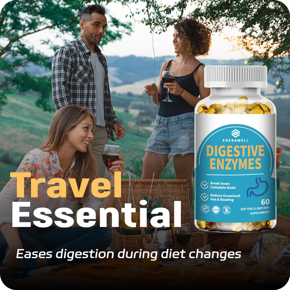 Digestive Enzymes Supplement - Digestion and Intestinal Health for Adults Men and Women, Promotes Nutrient Absorption