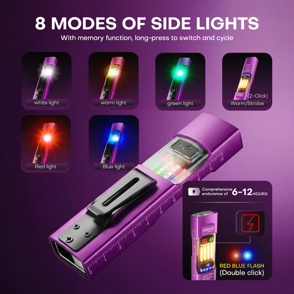 UV Multi-Function Flashlight, UV Light, Rechargeable, Aluminum Alloy, Portable Clip, Home Currency Verification, Pet Stain Detection, Outdoor Camping, Emergency Repairs