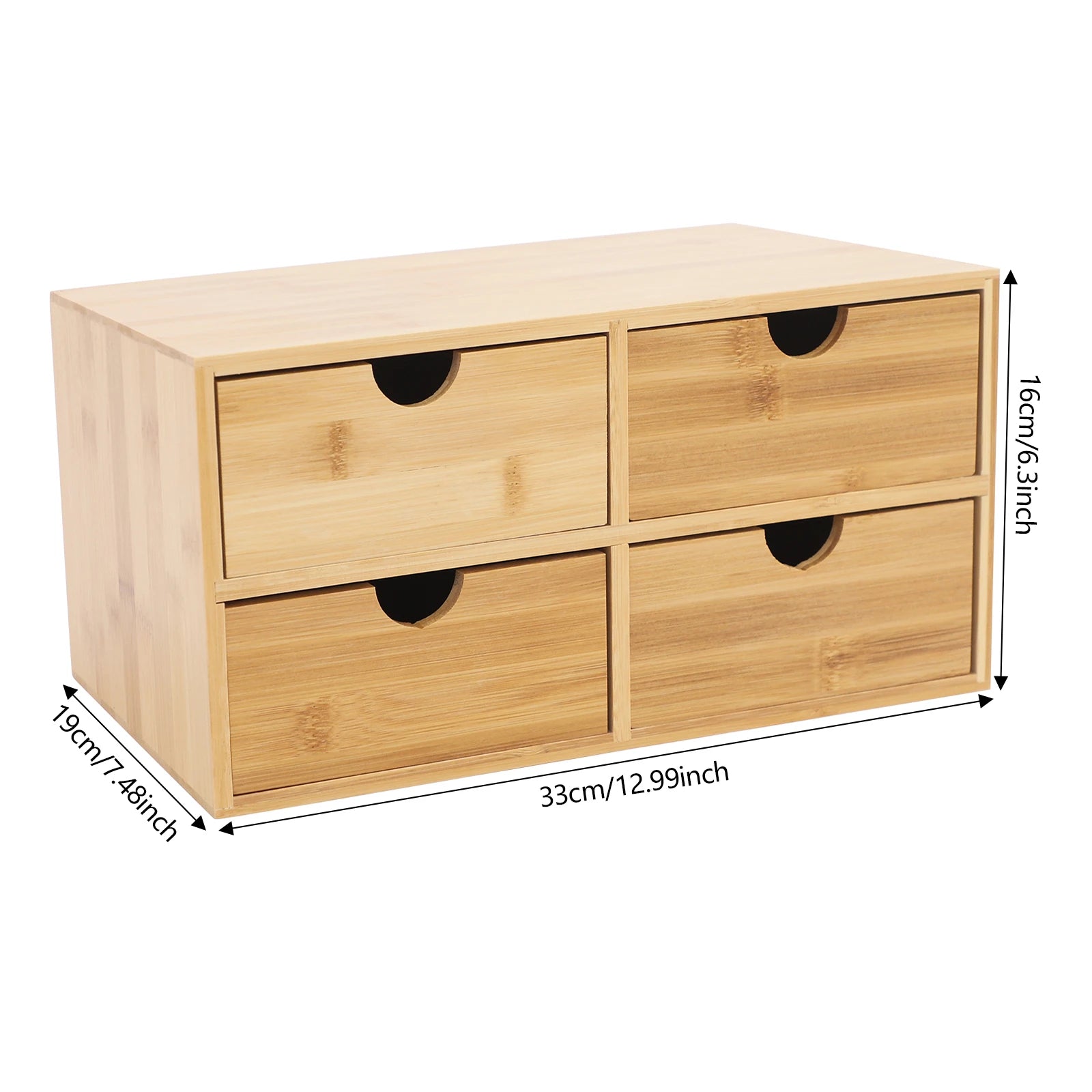 NEWEST Bamboo Desk Organizer, 4 Drawer Mini Desk Drawer, Desk Drawer Storage Box, for Office and Home