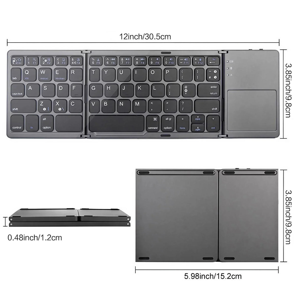 Foldable Bluetooth Keyboard Portable Mini Wireless Keyboard with Touchpad Compact Pocket Size Design for Android Windows PC iOS Tablet Smartphone Laptop Office Travel Home Typing and Mobile Work Rechargeable Lightweight Keybo